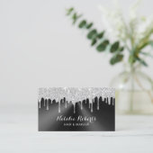 Carte De Visite Lecteurs d'argent moderne Maquillage de Métal Noir (Debout devant)