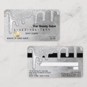 Carte De Visite Lecteurs de Parties scintillant épais en argent gl (Devant / Derrière)