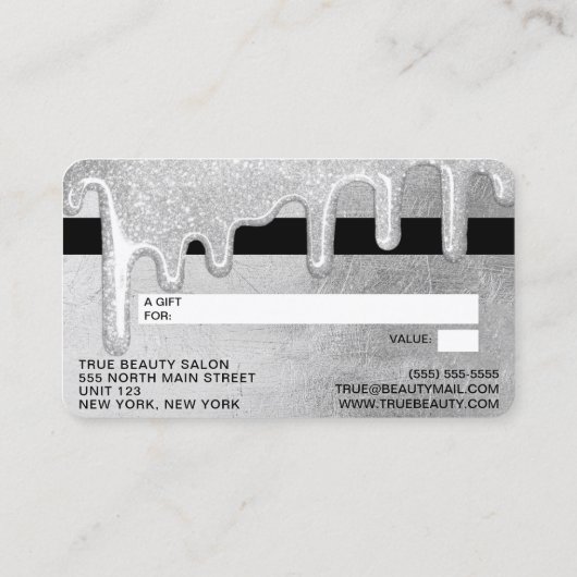 Carte De Visite Lecteurs de Parties scintillant épais en argent gl (Dos)