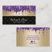 Carte De Visite Lecteurs de Parties scintillant violet Salon de be (Devant / Derrière)