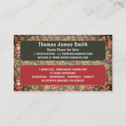 Carte De Visite Lecture classique Père Noël, Santa Claus Entertain (Dos)