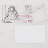 Carte De Visite Lecture dans le dessin du café (Devant / Derrière)