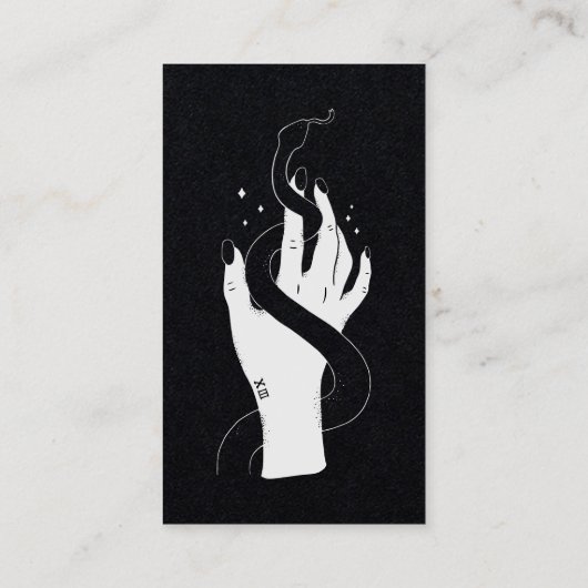 Carte De Visite Lecture de Tarot Main et Serpent Noir et Blanc (Dos)