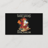 Carte De Visite Lecture Lover Library Livre Lover Dragon Bookworm (Dos)