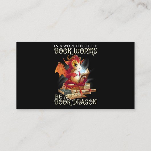 Carte De Visite Lecture Lover Library Livre Lover Dragon Bookworm (Dos)