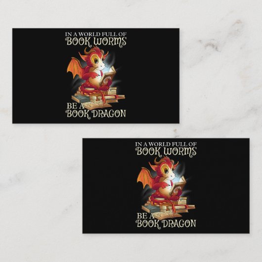 Carte De Visite Lecture Lover Library Livre Lover Dragon Bookworm (Devant / Derrière)