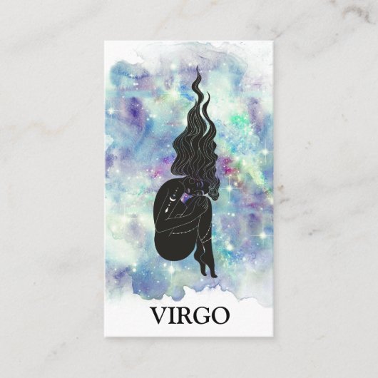 Carte De Visite *~* Lectures d'astrologie Zodiac VIRGO Turquoise b (Devant)
