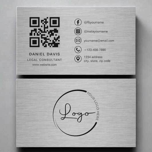 Carte De Visite Legal Consultant Metal QR Code