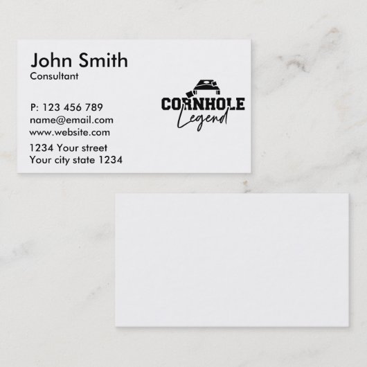 Carte De Visite Légende de Cornhole (Devant / Derrière)