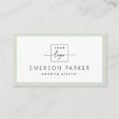 Carte De Visite Léger vert bordure blanc minimo (Devant)