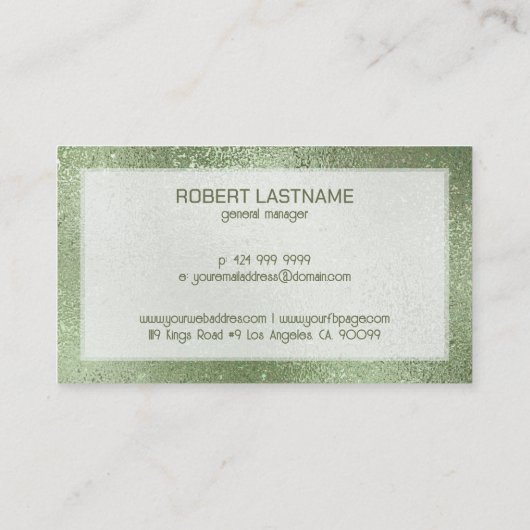 Carte De Visite Léger vert chatoyant texture irisée (Dos)