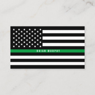 Carte De Visite Légère ligne verte American Flag Professional