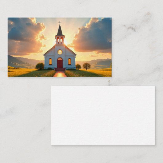 Carte De Visite L'église blanche dans une prairie (Devant / Derrière)