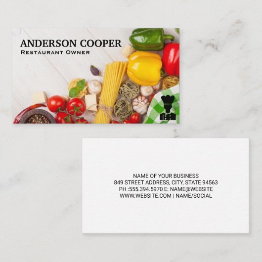 Carte De Visite Légumes et pâtes sur table (Devant / Derrière)