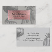 Carte De Visite Légumes roses de cru d'étiquette d'or de chef (Devant / Derrière)