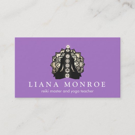 Carte De Visite Leiki et Yoga professeur Lotus et Chakra (Devant)