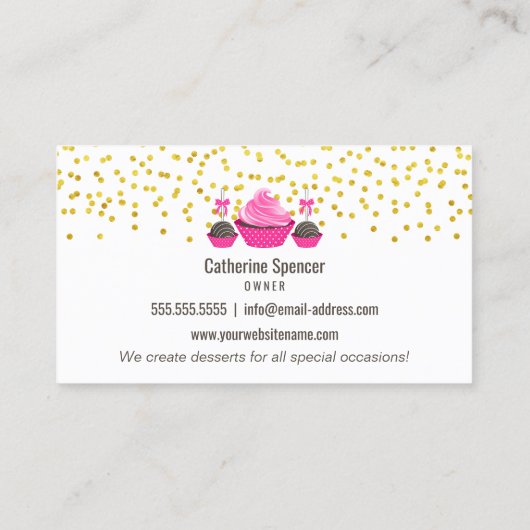 Carte De Visite L'Elégant Or Sprincier Cupcake Cake Pops Bakery Bu (Dos)