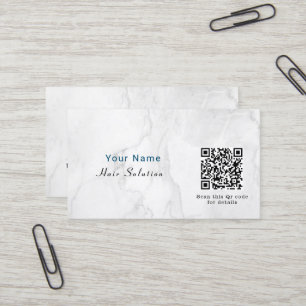 Carte De Visite L'élégante simplicité d'un code QR en marbre blanc