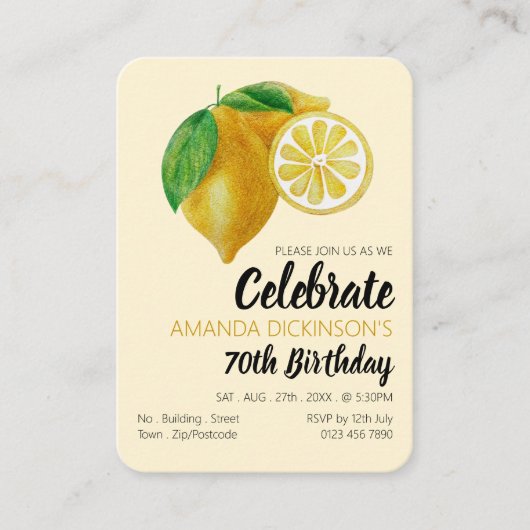 Carte De Visite Lemons, Lemonade et beaucoup de billets de cadeaux (Devant)