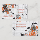 Carte De Visite L'encre grunge de poussins de fleurs d'orange (Devant / Derrière)