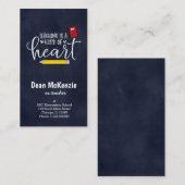 Carte De Visite L'enseignement est un travail de coeur (Devant / Derrière)