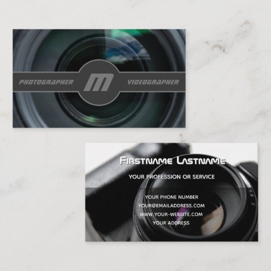 Carte De Visite Lentilles de caméra reflex pour photographes Vidéo (Devant / Derrière)