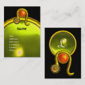 Carte De Visite LEO, TOPAZ MONOGRAS jaune vif orange noire (Devant / Derrière)