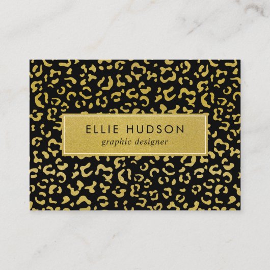 Carte De Visite Leopard d'or, Parties scintillant d'or, Empreinte (Devant)