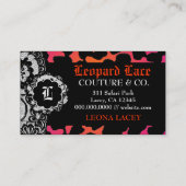 Carte De Visite Léopard et dentelle roses du feu 311 (Dos)