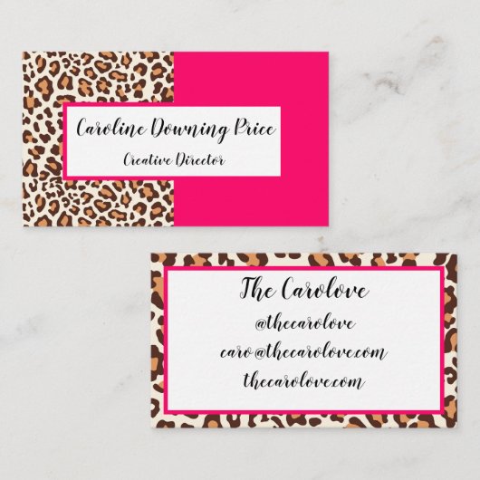 Carte De Visite "Léopard et roses indien " (Devant / Derrière)