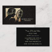 Carte De Visite Léopard glamour Beauticien noir et or (Devant / Derrière)