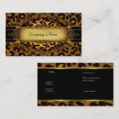 Carte De Visite Leopard Gold Black Boutique Card Élégante 2 (Devant / Derrière)
