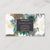 Carte De Visite Léopard moderne et conception tropicale de feuille (Dos)