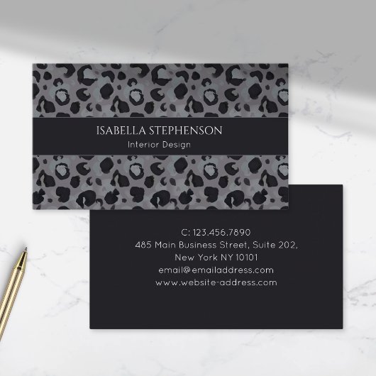 Carte De Visite Leopard Print Dark Grey Modern