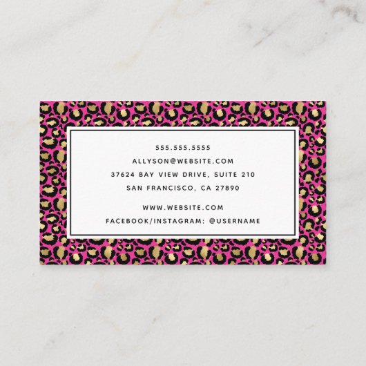 Carte de visite léopard rose chaud (Dos)