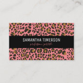 Carte De Visite Léopard rose Poster de animal moderne professionne (Devant)