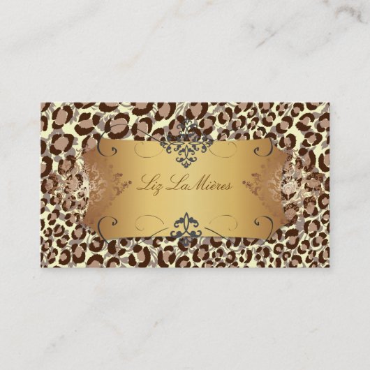 Carte De Visite Leopard spots aux naturels + brin de damas (Devant)