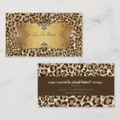 Carte De Visite Leopard spots aux naturels + brin de damas (Devant / Derrière)