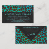 Carte De Visite Léopard Turquoise et Brown (Devant / Derrière)