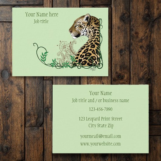 Carte De Visite Leopard Wild Cat Green Henna