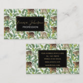 Carte De Visite Léopards modernes Tigres Jungle Plantes (Devant / Derrière)