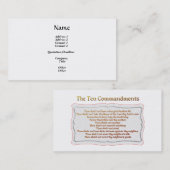 Carte De Visite Les 10 commandements (Devant / Derrière)