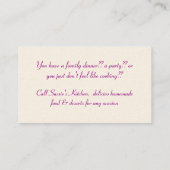 Carte De Visite les années 50 de cuisine (Dos)