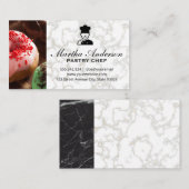 Carte De Visite Les beignets | Marbre blanc Or | Marbre noir (Devant / Derrière)