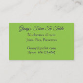 Carte De Visite Les bleuets sur la ferme verte à déposer (Dos)