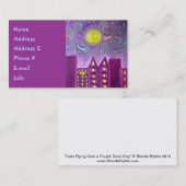 Carte De Visite Les chats survolent une ville violette déco (Devant / Derrière)