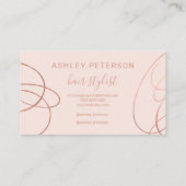 Carte De Visite Les cheveux en feuille d'or chic rose fleurissent (Dos)