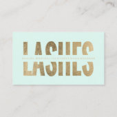 Carte De Visite Les cils modernes coupés faux or typographie menth (Dos)