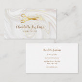 Carte De Visite Les ciseaux d'or de marbre de coiffure (Devant / Derrière)