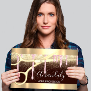 Carte De Visite Les ciseaux modernes de coiffeur clignotent noir r